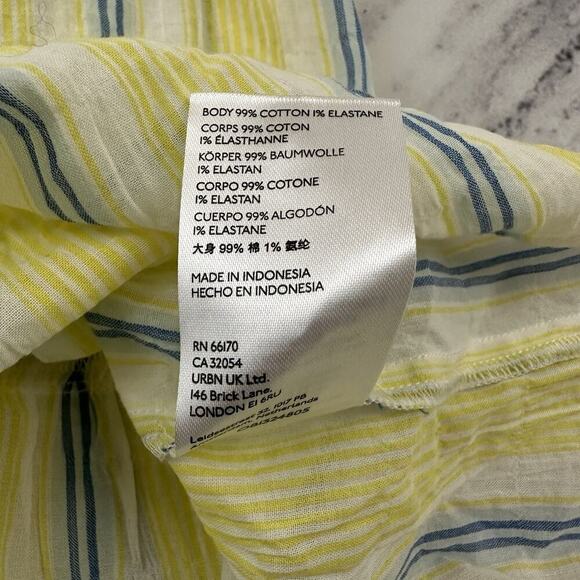 Maeve Anthropologie Gauzy Tiered Tunic Top Size XS Yellow Blue Stripe Light - Picture 5 of 10